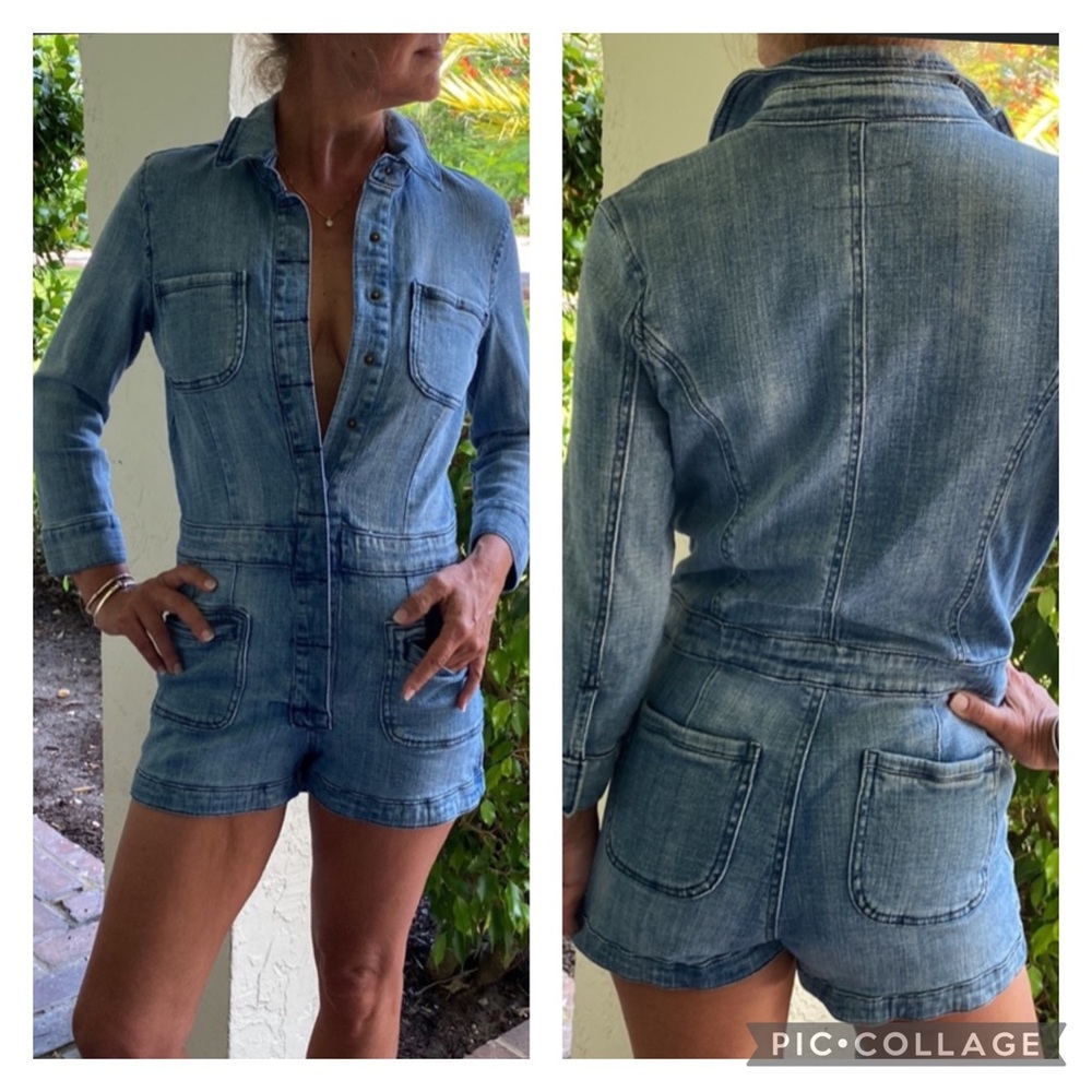 Pistola Denim Three Quarter Sleeve Romper